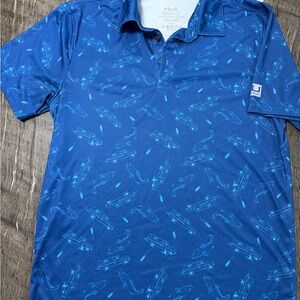 Huk Men's Navy Patterned Polo Shirt